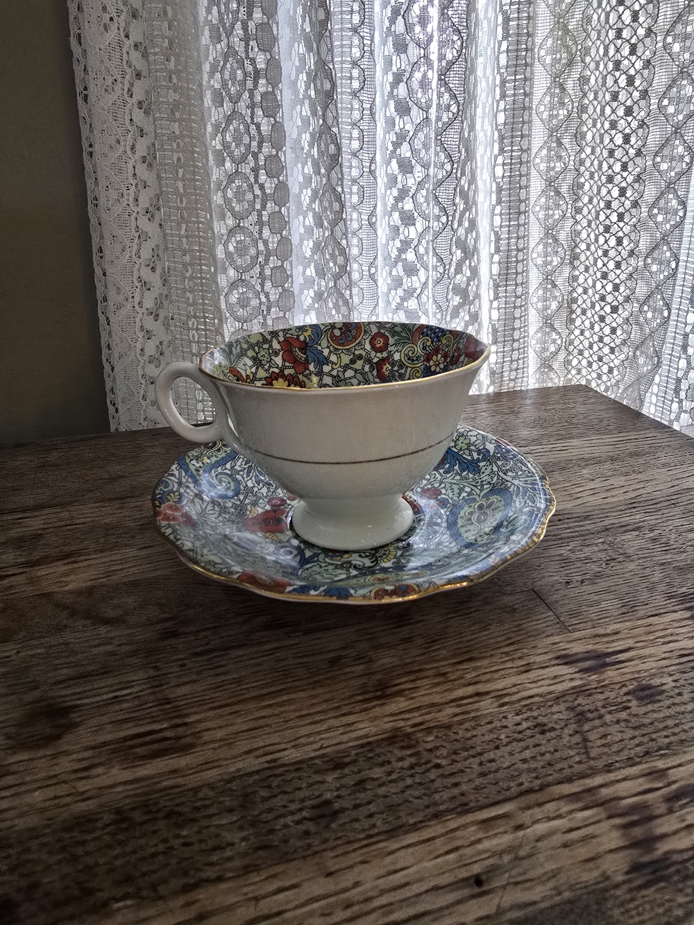 Vintage Radfords Floral Pattern White Porcelain Teacup & Saucer Set